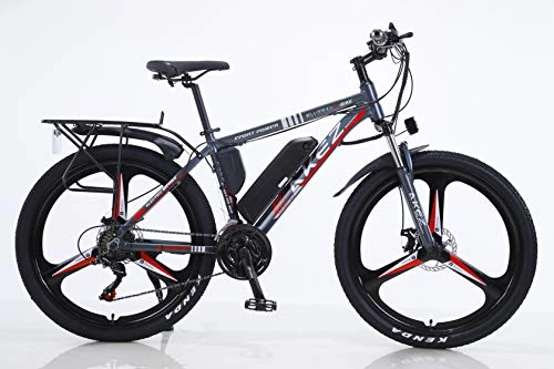 Bicicletas de montaña eléctrica : BWJL Bicicletas eléctricas para los Adultos, en Bicicletas de aleación de magnesio Ebikes de Tierra, 26"batería extraíble 350W 36V 13Ah Litio-Ion Ebike Montaña Hombres, Rojo, 13Ah80Km