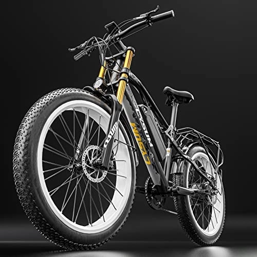 Bicicletas de montaña eléctrica : CM-900 Bicicleta eléctrica de neumático Grueso de 26 Pulgadas 48V 17AH Batería de Litio Pedal asistido Frenos de Disco hidráulicos Shimano de 9 velocidades