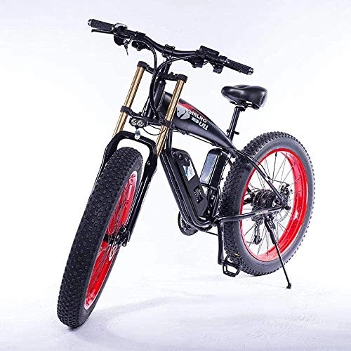 Bicicletas de montaña eléctrica : CXY-JOEL 26 Pulgadas Fat Tire 350W Bicicleta Eléctrica Mountain Bike Beach Cruiser, Extraíble 48V 10Ah Batería de Iones de Litio-Rojo, Rojo