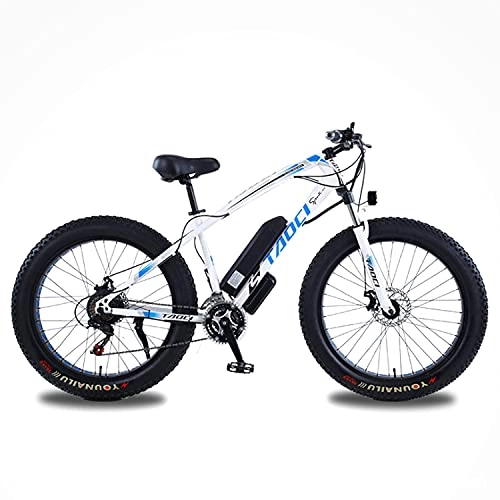 Bicicletas de montaña eléctrica : DDFGG Bicicletas Eléctricas para Adultos, 4, 0"neumáticos De Grasa De 21 Pulgadas 21 Bicicleta De Velocidad, 48v 13ah 750w MTB E-Bike con Ip54 Impermeable(Color:Blanco)