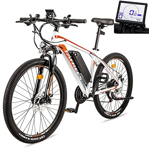 Bicicletas de montaña eléctrica : Ebike Bicicleta de Montaña de 26 Pulgadas, Motor 36 V 250 W | Batería de Litio Actualizado de 10, 4 Ah | Shimano 21 | Distancia Efectiva 40-90KM (Blanco)