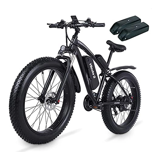 Bicicletas de montaña eléctrica : Ebike - Bicicleta de montaña eléctrica de 26 pulgadas, 1000 W, con neumáticos grandes, batería extraíble, 48 V, 17 Ah, pantalla LCD de 3, 5 pulgadas, velocidad 21 velocidades (balck)