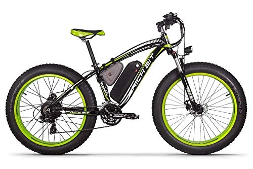 Bicicletas de montaña eléctrica : ENLEE Rich bit RT-012 Potente Bicicleta eléctrica de 1000 W 48 V 17 Ah con Motor Trasero y suspensión Delantera (Black-Green)