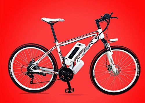 Bicicletas de montaña eléctrica : Fashion Electric Bicycle, Mountain Bike, 21Speeds, 36V / 250W, 26Inches, with Twist Grip, Lithium Battery, Disc Brake, de Alta Carbon Steel Frame, Rojo
