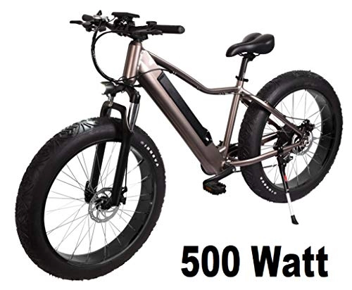 Bicicletas de montaña eléctrica : Fat Tire Subcross Bicicleta elctrica de 26 pulgadas, 500 W, con batera integrada
