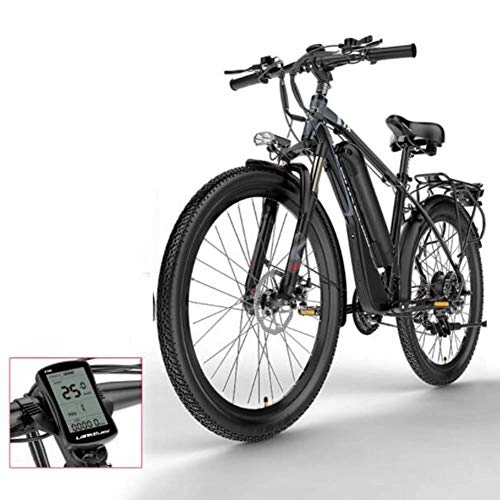 Bicicletas de montaña eléctrica : FZYE 26 Pulgadas montaña Bicicleta Eléctrica, Marco aleación Aluminio Velocidad Variable Bicicletas Adulto Bike Deportes Aire Libre Ciclismo, Negro
