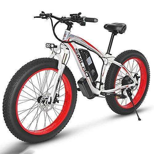 Bicicletas de montaña eléctrica : Gowell 15AH 48V 350W Bicicleta de Montaña e-Bike 26 Pulgadas Aluminio Batería de Litio Shimano 21 Velocidades Freno de Disco Medidor LCD, Rojo