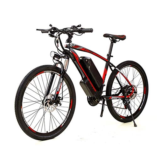 Bicicletas de montaña eléctrica : Home store 350 W Bicicleta Electrica 48V 10Ah, Bicicleta de montaña eléctrica de 26'', con batería de Iones de Litio extraíble, para Adultos Mount, Negro Rojo