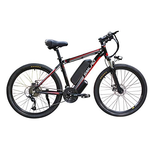 Bicicletas de montaña eléctrica : Hyuhome Bicicleta eléctrica para adultos, 360 W, aleación de aluminio, desmontable, 48 V / 10 Ah, de iones de litio, de la bicicleta de montaña / Commute Ebike (Black Red)