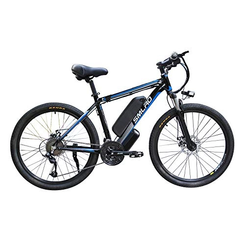 Bicicletas de montaña eléctrica : Hyuhome Bicicleta eléctrica para adultos, 360 W, aleación de aluminio, desmontable, 48 V / 10 Ah, de iones de litio, de la bicicleta de montaña / Commute Ebike (negro azul)