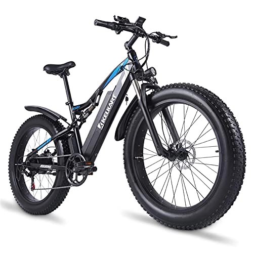 Bicicletas de montaña eléctrica : KELKART Bicicleta Eléctrica 48V 1000W para Adultos Bicicleta de Montaña con Neumáticos Gordos con Sistema de Freno Hidráulico Delantero Trasero Xod