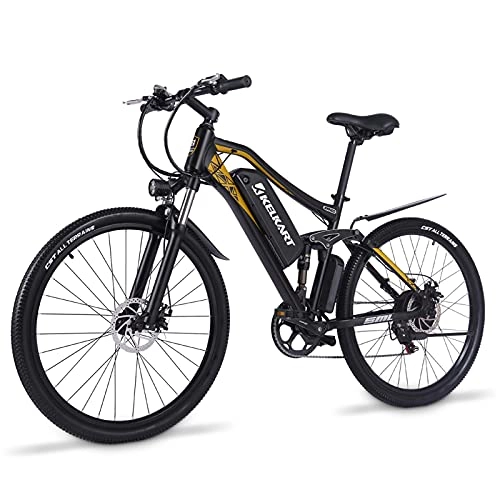 Bicicletas de montaña eléctrica : KELKART Bicicleta Eléctrica con Motor Sin Escobillas de con Batería de Iones de Litio Extraíble 48V 17AH Palanca de Cambios Shimano de 7 Velocidades