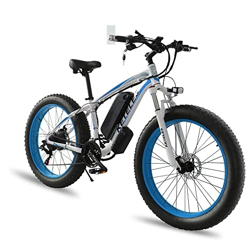 Bicicletas de montaña eléctrica : KETELES K800 MAX - Batería de ciclo eléctrico de alta velocidad para bicicleta de montaña (26 pulgadas, 48 V, motor dual, 48 V, 18 Ah, 75 N.M, Torque (azul)