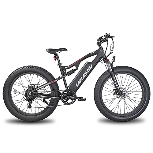 Bicicletas de montaña eléctrica : Lamassu - Bicicleta eléctrica de montaña para adultos con batería de 36 V 10 Ah con marco de aluminio, freno de disco, pantalla LCD, cambio Shimano de 7 velocidades