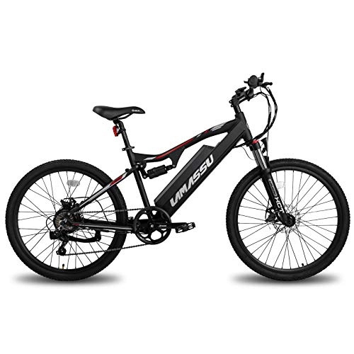 Bicicletas de montaña eléctrica : Lamassu - Bicicleta eléctrica de montaña para Adultos con batería de 48 / 36 V 10 Ah con Marco de Aluminio, Freno de Disco, Pantalla LCD, Cambio Shimano de 7 velocidades