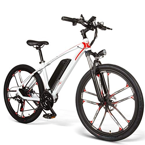 Bicicletas de montaña eléctrica : Lanceasy Bicicleta eléctrica ciclomotor, con Freno de Disco Trasero Delantero, Velocidad máxima 30 km / h, Pantalla LCD, 350 W, para Ciclismo al Aire Libre
