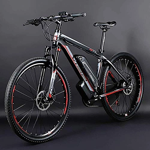 Bicicletas de montaña eléctrica : LAZNG Bicicleta de montaña elctrica, de 26 Pulgadas hbrido Bicicleta de Adulto Bicicleta de montaña Descarga elctrica de aleacin de magnesio absorbedor Tenedor Delante (Color : Rojo)