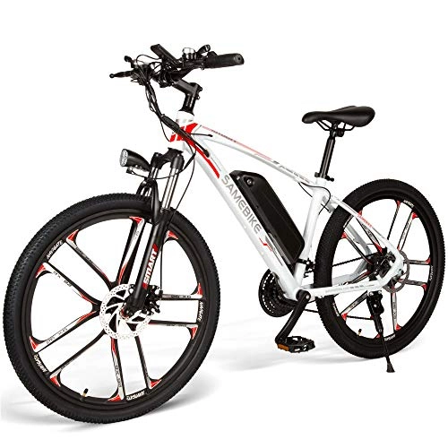 Bicicletas de montaña eléctrica : Lixada 26 Pulgadas 350W Bicicleta Eléctrica Power Assist E-Bike Motor Ciclomotor (Blanco)