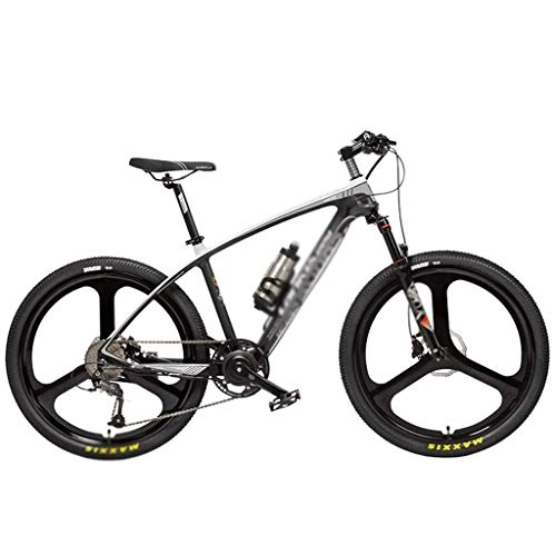 Bicicletas de montaña eléctrica : LUO Bicicleta Eléctrica de 26 Pulgadas 240W 36V Batería Extraíble Marco de Fibra de Carbono Freno de Disco Hidráulico Sensor de Par Sensor de Pedal Ayuda Bicicleta de Montaña, Blanco Negro