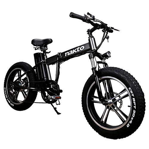 Bicicletas de montaña eléctrica : MERRYHE Bicicleta De Montaa Elctrica De 20 Pulgadas 350W 48V 10Ah Extrable Li-Battery Plegado 26 * 4.0 Fat Tire Road Bicicleta Plegable Playa Nieve Bicicleta Elctrica, Black-48V10ah