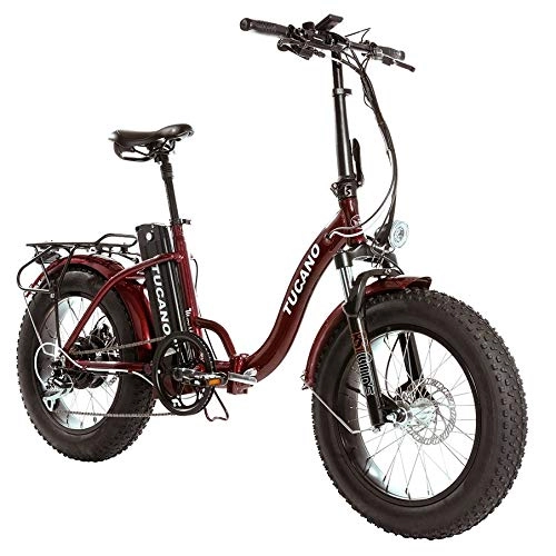 Bicicletas de montaña eléctrica : Monster 20″ LOW-e-Bike Plegable - Suspensión Delantera - Motor 500W (Rojo)