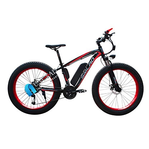Bicicletas de montaña eléctrica : Not application Bici Electrica Adulto Fat Tire Bike Electric Mountain, 48V 1000 W, 26 * 4.0Pulgadas Ruedas, con Batería De Litio Extraíble Y Cargador Black Red