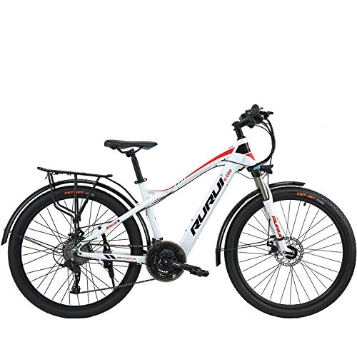 Bicicletas de montaña eléctrica : Qsfdhifdr Bicicleta eléctrica de batería de Litio Stealth, Bicicleta de montaña con Asistencia eléctrica, Cambio Masculino, Bicicleta Todoterreno de Larga Distancia-Blanco_48V