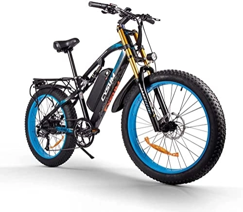 Bicicletas de montaña eléctrica : RICH BIT Bicicleta eléctrica CM-900 para Adultos Bicicleta de Ejercicio eléctrica sin escobillas de 48 V, batería de Litio de 17 Ah, Freno hidráulico de Bicicleta de montaña extraíble (Azul Oscuro)