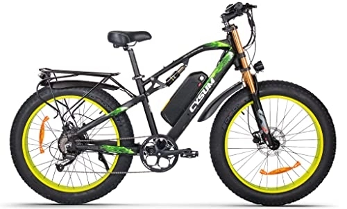 Bicicletas de montaña eléctrica : RICH BIT Bicicleta eléctrica de 26 Pulgadas * 4, 0, Bicicleta de Nieve con neumáticos Gruesos para Hombres, 48V * 17Ah, batería de Litio LG / Panasonic, Bicicleta de montaña (Green)