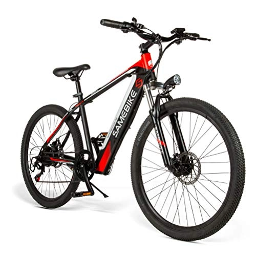Bicicletas de montaña eléctrica : Samebike 26 Bicicleta de Montaña Eléctrica de Acero de Alto Carbono 36V 8Ah Bicicleta Eléctrica Recargable con Faro de Motor de 250 W
