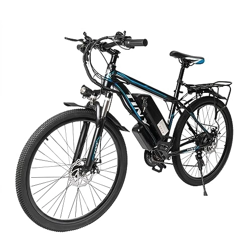 Bicicletas de montaña eléctrica : SanBouSi Bicicleta eléctrica eléctrica de 26 pulgadas para mujer y hombre, 21 velocidades, con batería extraíble de 48 V, 10 Ah, pantalla LCD, bicicleta eléctrica