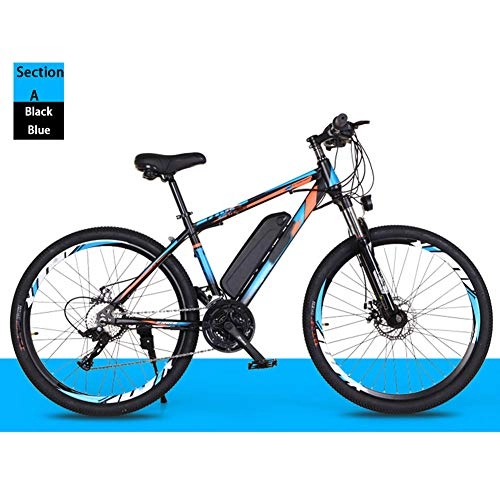 Bicicletas de montaña eléctrica : SHJC Bicicleta Elctrica de Montaa, Urbana E-Bike 250W, Batera 36V 8Ah / 10Ah Asiento Ajustable, con Pedales Adultos Bicicleta Elctrica de Trekking, Black Blue, A 8ah