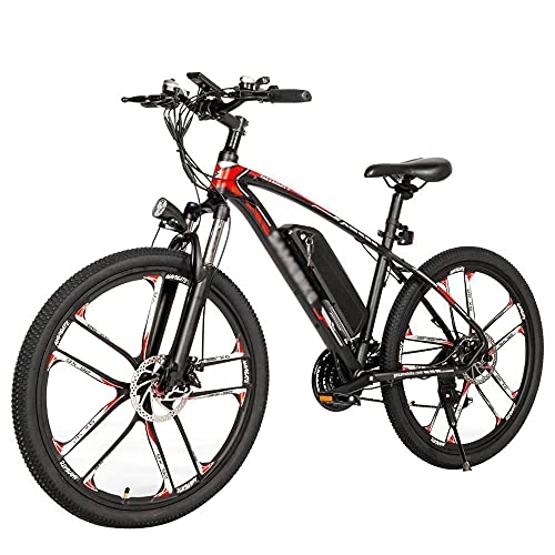Bicicletas de montaña eléctrica : SUNWEII Bicicleta de montaña Bicicleta eléctrica e-Bike para Adultos 48V 8AH batería de Litio, 350W e-City Bike 26" e-Mountain Bike para Hombres y Mujeres, Black