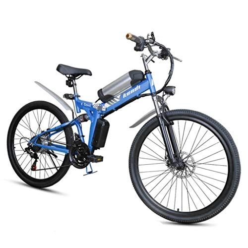 Bicicletas de montaña eléctrica : SZPDD Bicicleta elctrica, Bicicleta de montaña elctrica Plegable de 26 Pulgadas, Cambio de 7 velocidades, 3 Modos de Refuerzo, batera de Litio 36V7.5Ah, Blue, 26inch