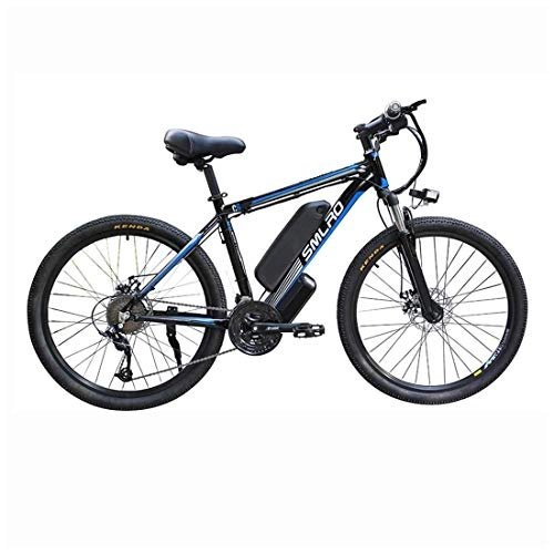 Bicicletas de montaña eléctrica : T-XYD Bicicleta de montaña hbrida, Bicicleta elctrica para Adultos 48V 350W, 21 Velocidad Variable 26 Pulgadas, Snow Road Cruiser Motocicleta con Faros LED, Black Blue