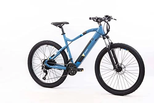 Bicicletas de montaña eléctrica : Telefunken Bicicleta eléctrica de montaña de aluminio, 27 velocidades, cambio de cadena Shimano Altus – Pedelec MTB 27, 5 pulgadas, motor de rueda trasera 250 W, frenos de disco, azul, ascensor M923
