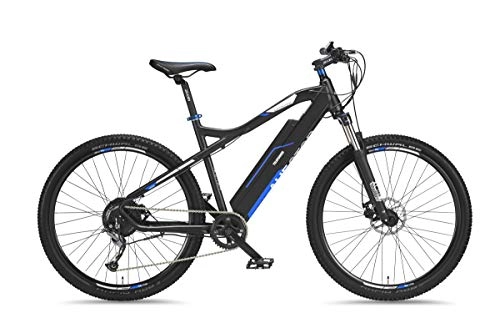 Bicicletas de montaña eléctrica : Telefunken Bicicleta eléctrica de montaña de aluminio, cambio de piñón Shimano de 9 velocidades, Pedelec MTB, motor de la rueda trasera de 250 W, frenos de disco, subida M920