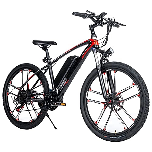 Bicicletas de montaña eléctrica : TGHY Bicicleta de Montaña Eléctrica para Adultos E-Bike de 26" con Asistencia de Pedal Motor de 48V 350W Batería de Litio Extraíble de 8Ah 21 Velocidades Freno de Disco Doble, Negro