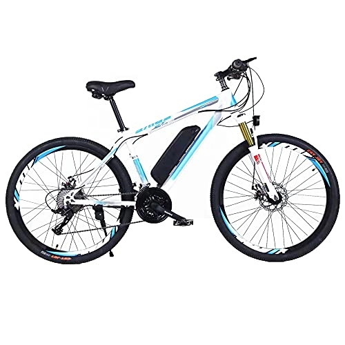 Bicicletas de montaña eléctrica : TGHY Bicicleta Eléctrica para Adultos Bicicleta de Montaña para Hombre de 26" 250W con Asistencia de Pedal Batería de Iones de Litio Extraíble de 36V 8Ah 21 Velocidades, White & Blue