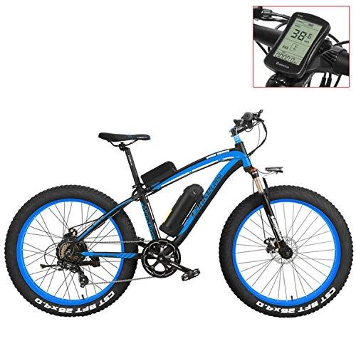 Bicicletas de montaña eléctrica : TYT Bicicleta de Montaa Elctrica Bicicleta de Montaa Elctrica de 26 Pulgadas, 4.0 Fat Tire Snow Bike Strong Power 48V Batera de Litio Pedal Assist Bicycle (Yellow-Lcd, 1000W), Lcd Azul