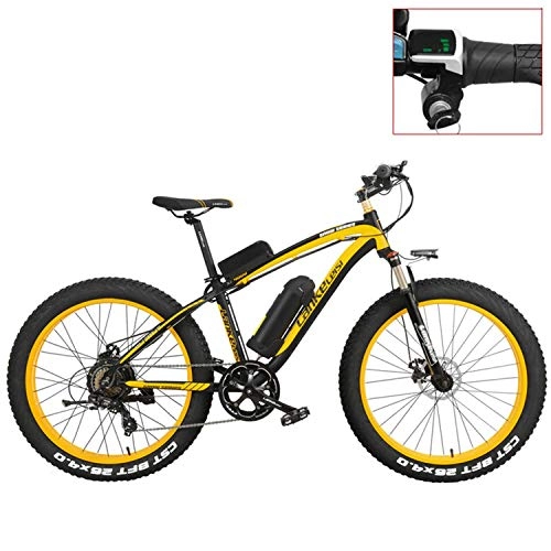 Bicicletas de montaña eléctrica : TYT Bicicleta de Montaña Eléctrica Bicicleta de Montaña Eléctrica de 26 Pulgadas, 4.0 Fat Tire Snow Bike Strong Power 48V Batería de Litio Pedal Assist Bicycle (Yellow-Lcd, 1000W), Led Amarillo