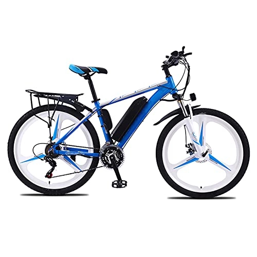Bicicletas de montaña eléctrica : YIZHIYA Bicicleta Eléctrica, 26" Bicicleta de montaña eléctrica de aleación de magnesio para Adultos, E-Bike Todoterreno de 27 velocidades, Frenos de Disco Delanteros y Traseros, White Blue, 36V 13AH