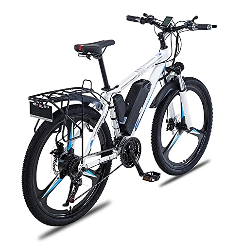 Bicicletas de montaña eléctrica : YIZHIYA Bicicleta Eléctrica, 26" Bicicleta de montaña eléctrica para Adultos, Batería de Litio extraíble, E-Bike con Motor de 21 velocidades y 350 W, Frenos de Doble Disco City Ebike, White Blue, 13AH