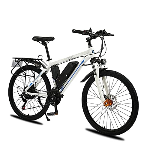 Bicicletas de montaña eléctrica : YIZHIYA Bicicleta Eléctrica, 26" Bicicleta de montaña eléctrica para Adultos, E-Bike de 21 velocidades, Batería de Litio extraíble, 3 Modos de Trabajo, Blanco, 48V10AH 500W