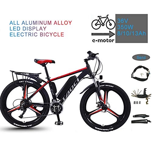 Bicicletas de montaña eléctrica : YRXWAN 26 '' Bicicleta elctrica Material de aleacin de Aluminio Bicicleta de montaña elctrica 36V 350W Batera extrable de Iones de Litio Bicicleta, Negro, 8AH50km