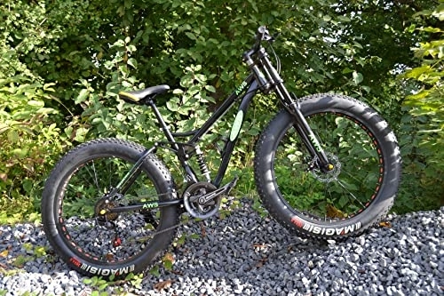 Bicicletas de montaña Fat Tires : 26 pulgadas AWS Fat Tire Bike Bicicleta de montaña Fatbike Bicicletas Suspensión completa 21 velocidades Negro