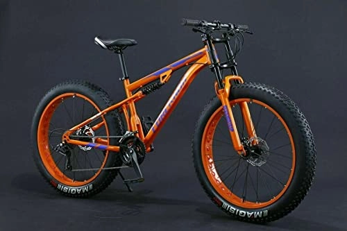 Bicicletas de montaña Fat Tires : 360Home - Bicicleta de montaña de 24 a 26 pulgadas, con suspensión completa, rueda dentada grande, 26 pulgadas, 27 velocidades, color naranja