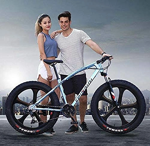 Bicicletas de montaña Fat Tires : Abrahmliy Bicicleta de montaña para Adultos Bicicleta de montaña de Cola Dura con Marco de Acero de Alto Carbono Doble Freno de Disco y Horquilla Delantera-E_26 Pulgadas de 7 velocidades