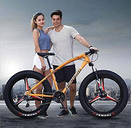 Bicicletas de montaña Fat Tires : Abrahmliy Bicicleta de montaña para Adultos con Doble Disco de Freno con Cuadro de Acero de Alto Carbono y Horquilla Delantera de suspensión Completa Blue_26 Pulgadas de 21 velocidades