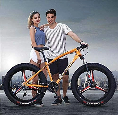 Bicicletas de montaña Fat Tires : Abrahmliy Bicicleta de montaña para Adultos Doble Freno de Disco con Cuadro de Acero de Alto Carbono y Horquilla Delantera de suspensin Completa Red_24 Pulgadas 24 velocidades